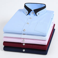 Men's Contrasting Collar Stretch Comfortable Non-Iron Shirt