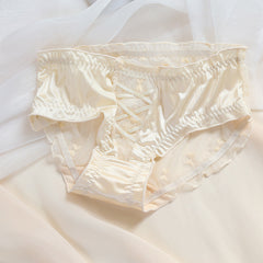 Sexy Lace Silky Satin Cross Strappy Cotton Briefs