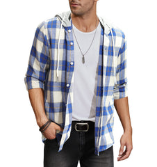 Men's Flannel Plaid Hooded Shirts