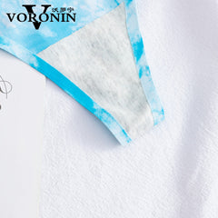 Ice Silk Print Low Waist Sexy Thong