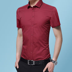 New Men's Non-Iron Slim Casual Solid Color Shirt