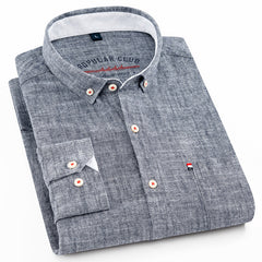 Men's Cotton Linen Embroidered Wrinkle-Resistant Shirt