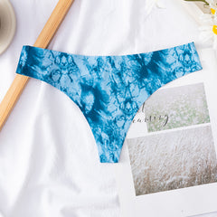 Ice Silk Print Low Waist Sexy Thong