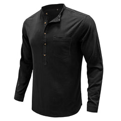 Men's Stand Collar Cotton Linen Shirt