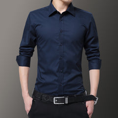 New Men's Non-Iron Slim Casual Solid Color Shirt