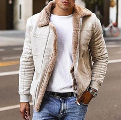 Men's Plus Size Nubuck Leather Jacket Thick Coat