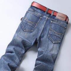 Straight-leg casual stretch-denim jeans