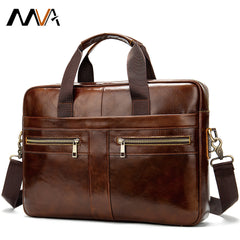 Men's Leather Briefcase Portable Lawyer Computer Bag