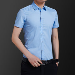 New Men's Non-Iron Slim Casual Solid Color Shirt