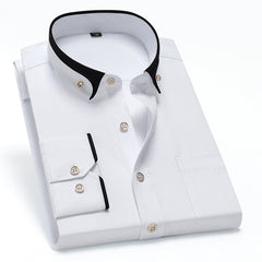 Men's Contrasting Collar Stretch Comfortable Non-Iron Shirt
