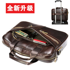 Men's Leather Briefcase Portable Lawyer Computer Bag
