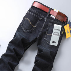 Straight-leg casual stretch-denim jeans
