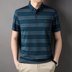 Striped Short Sleeve Lapel Casual POLO Shirt