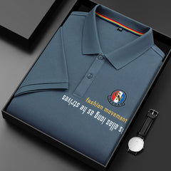2023 Men's Cotton Letter Print Lapel Polo Shirt