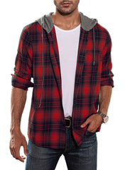 Men's Flannel Plaid Hooded Shirts