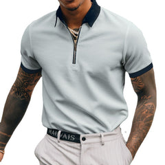 New Solid Color Zipper POLO Shirt