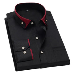 Men's Contrasting Collar Stretch Comfortable Non-Iron Shirt