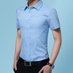 New Men's Non-Iron Slim Casual Solid Color Shirt