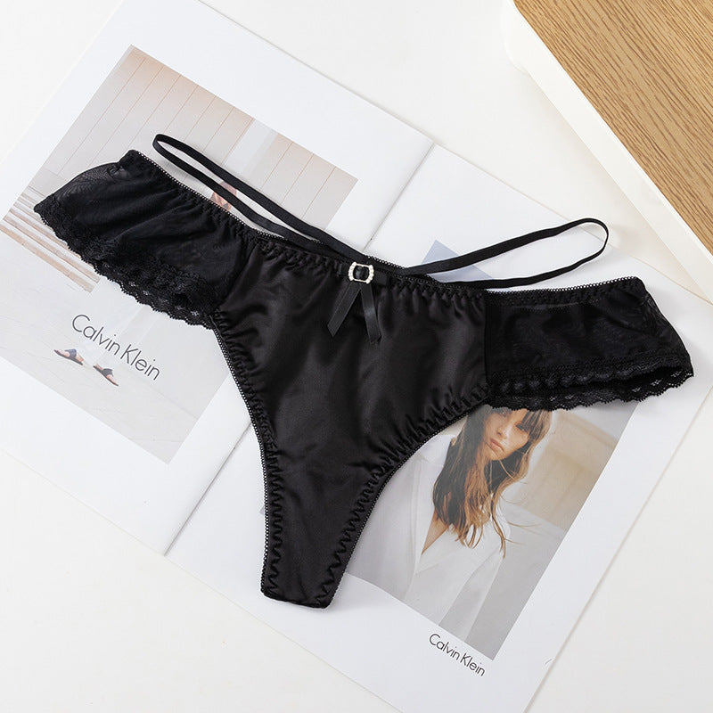 Lace Strap Hollow Transparent Sexy Low Waist Thong