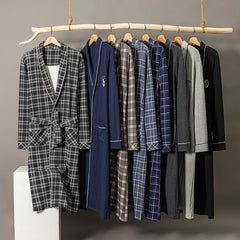 New Cotton Plaid Loose Plus Size Bathrobe