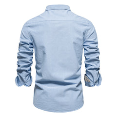 2023 New Men's Pure Cotton Embroidery Long-sleeved Shirt