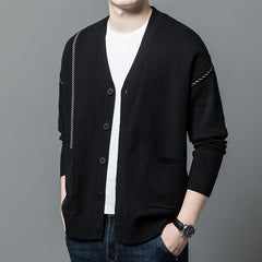 Men's V Neck Knitted Cardigan