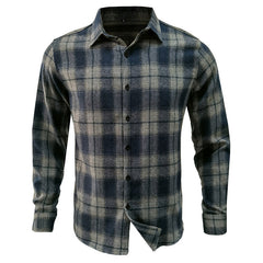 Men's Loose Flannel Long Sleeve Plaid Shirt