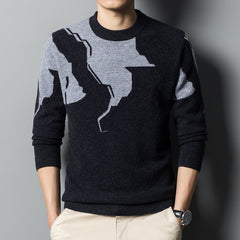 Men's Round Neck Jacquard Cardigan