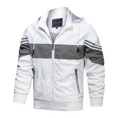 Casual Color Block Panel Hooded Track Jacket