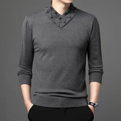 Men's V Neck Warm Knitted Sweater