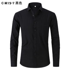 Men's Cotton and Linen Solid Color Non-iron Shirt