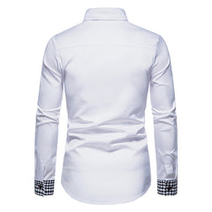 Men's Slim Colorblock Plaid Casual Shirt