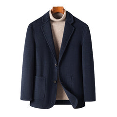 Men's Plaid Double Sided Nylon Thickened Warm Wool Jacket