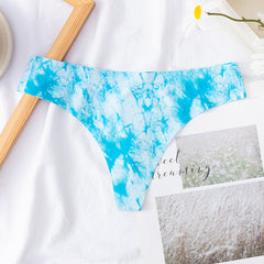 Ice Silk Print Low Waist Sexy Thong