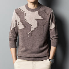 Men's Round Neck Jacquard Cardigan