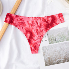 Ice Silk Print Low Waist Sexy Thong