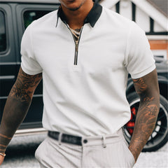 New Solid Color Zipper POLO Shirt