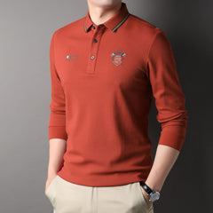 Men's Cotton Loose Solid Color Embroidered POLO Shirt