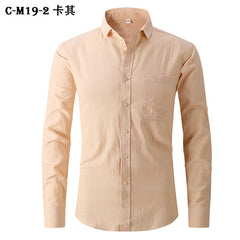 Men's Cotton and Linen Solid Color Non-iron Shirt