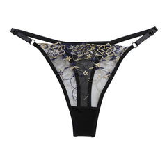 Sexy Embroidered Hollow Mesh Thong