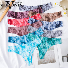 Ice Silk Print Low Waist Sexy Thong