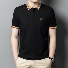 Men's Embroidered Lapel Cotton Polo Shirt