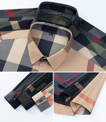 Men's Striped Plaid Business Shirt