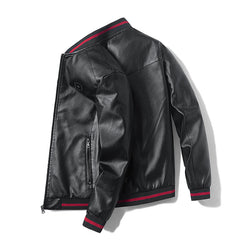 New Zip Stand Collar Casual Leather Jacket