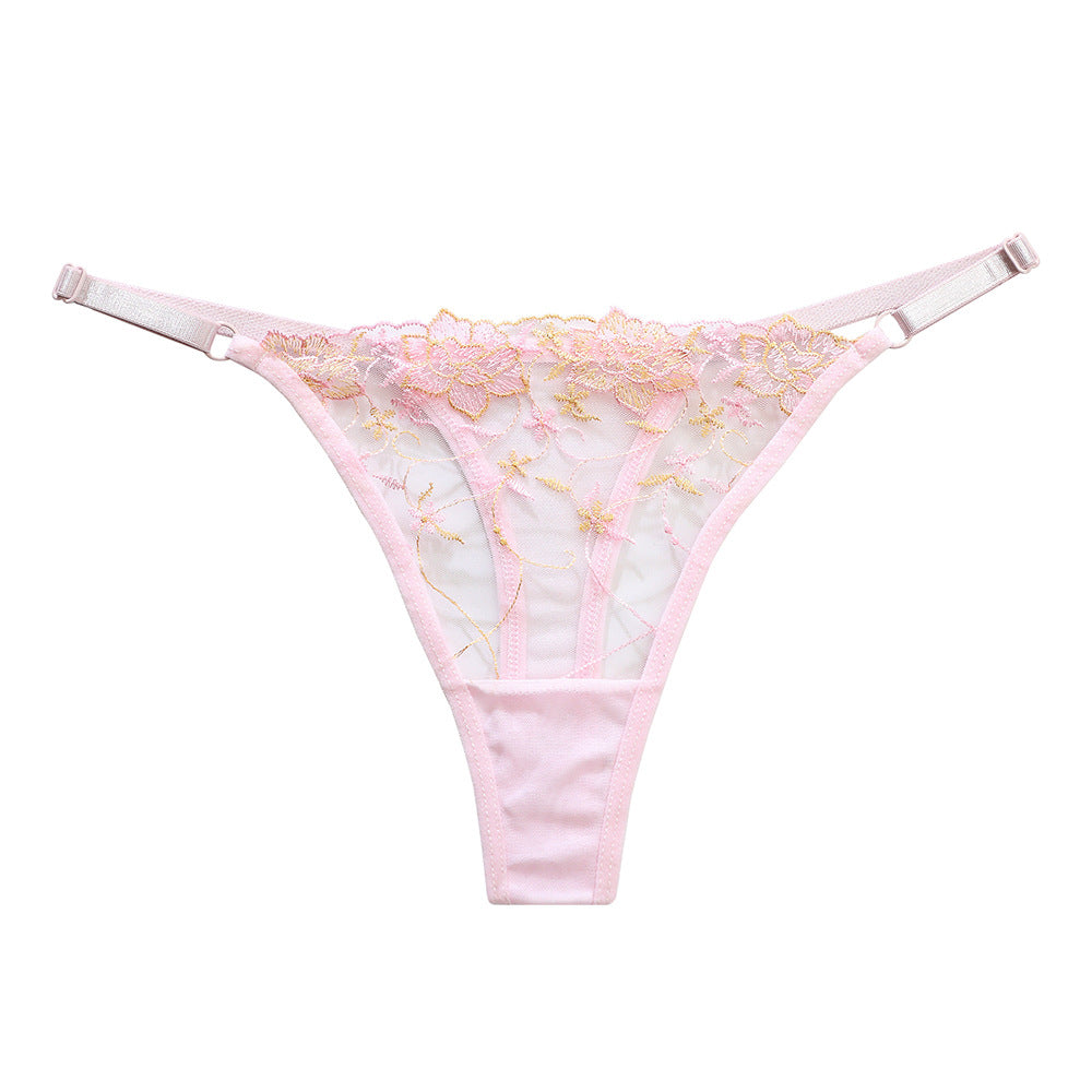 Sexy Embroidered Hollow Mesh Thong