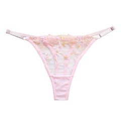 Sexy Embroidered Hollow Mesh Thong