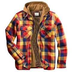 Padded Plaid Printed Hooded Jacket