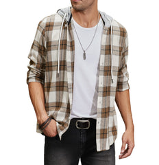Men's Flannel Plaid Hooded Shirts