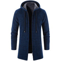 Men's Solid Color All-match Fleece Knitted Jacket