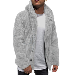 Men's Hooded Solid Color Fleece Jacket
